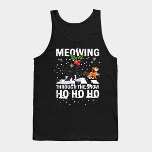 Meowing Through The Snow Cats Crossing Roads Crosswalk Pun Tank Top